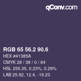 カラーコード: RGB 65 56.2 90.6 | qconv.com