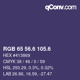 カラーコード: RGB 65 56.6 105.6 | qconv.com