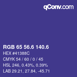 カラーコード: RGB 65 56.6 140.6 | qconv.com