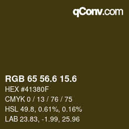 カラーコード: RGB 65 56.6 15.6 | qconv.com