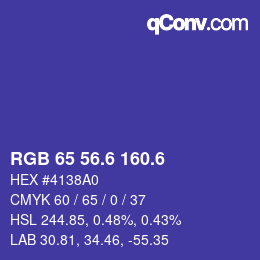 カラーコード: RGB 65 56.6 160.6 | qconv.com