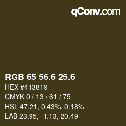 カラーコード: RGB 65 56.6 25.6 | qconv.com