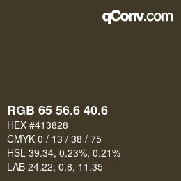 カラーコード: RGB 65 56.6 40.6 | qconv.com