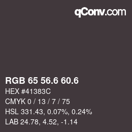 カラーコード: RGB 65 56.6 60.6 | qconv.com