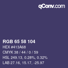 Color code: RGB 65 58 104 | qconv.com