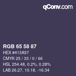 Color code: RGB 65 58 87 | qconv.com