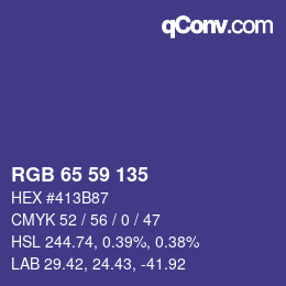 颜色代码: RGB 65 59 135 | qconv.com