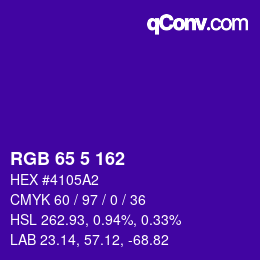 Color code: RGB 65 5 162 | qconv.com