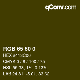 カラーコード: RGB 65 60 0 | qconv.com