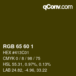 カラーコード: RGB 65 60 1 | qconv.com