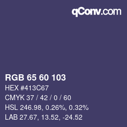Color code: RGB 65 60 103 | qconv.com