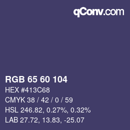 颜色代码: RGB 65 60 104 | qconv.com