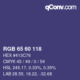 カラーコード: RGB 65 60 118 | qconv.com