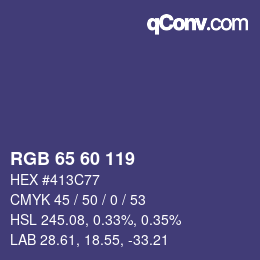 カラーコード: RGB 65 60 119 | qconv.com