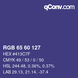 Color code: RGB 65 60 127 | qconv.com