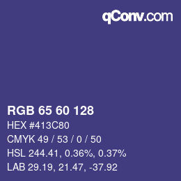 カラーコード: RGB 65 60 128 | qconv.com