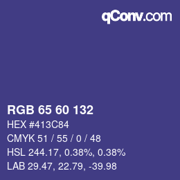 Color code: RGB 65 60 132 | qconv.com