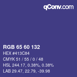 Color code: RGB 65 60 132 | qconv.com