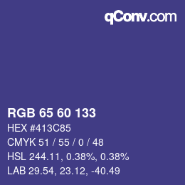 カラーコード: RGB 65 60 133 | qconv.com