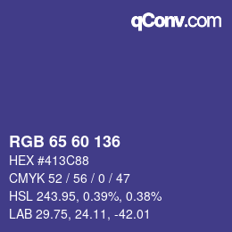 颜色代码: RGB 65 60 136 | qconv.com