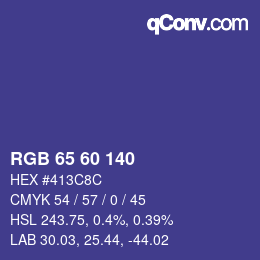 カラーコード: RGB 65 60 140 | qconv.com