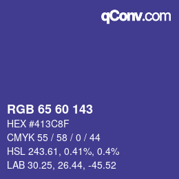 カラーコード: RGB 65 60 143 | qconv.com