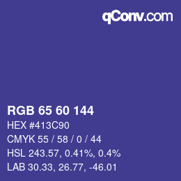 カラーコード: RGB 65 60 144 | qconv.com