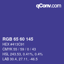颜色代码: RGB 65 60 145 | qconv.com