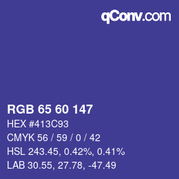カラーコード: RGB 65 60 147 | qconv.com