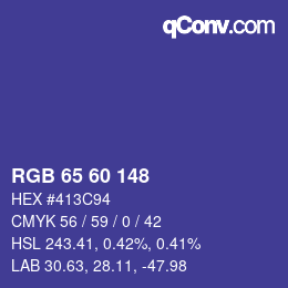 カラーコード: RGB 65 60 148 | qconv.com