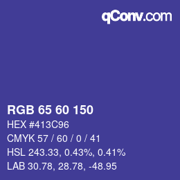 颜色代码: RGB 65 60 150 | qconv.com