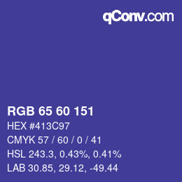 カラーコード: RGB 65 60 151 | qconv.com
