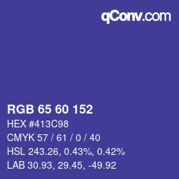 颜色代码: RGB 65 60 152 | qconv.com