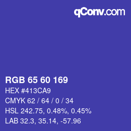 カラーコード: RGB 65 60 169 | qconv.com