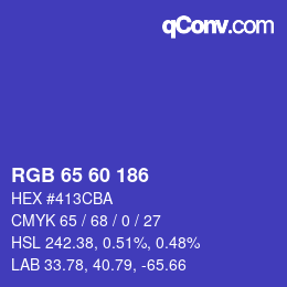 カラーコード: RGB 65 60 186 | qconv.com