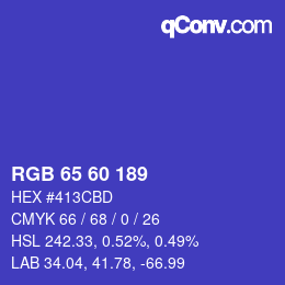 カラーコード: RGB 65 60 189 | qconv.com