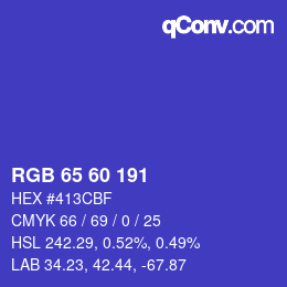 カラーコード: RGB 65 60 191 | qconv.com