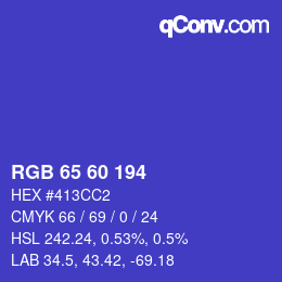 Color code: RGB 65 60 194 | qconv.com