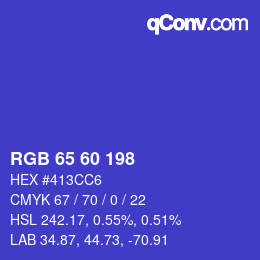 Color code: RGB 65 60 198 | qconv.com