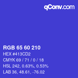 カラーコード: RGB 65 60 210 | qconv.com