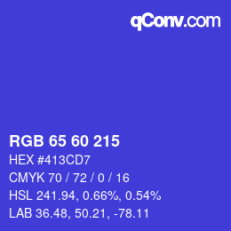 カラーコード: RGB 65 60 215 | qconv.com