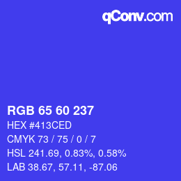 カラーコード: RGB 65 60 237 | qconv.com