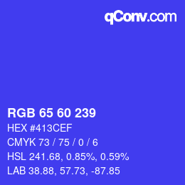 カラーコード: RGB 65 60 239 | qconv.com