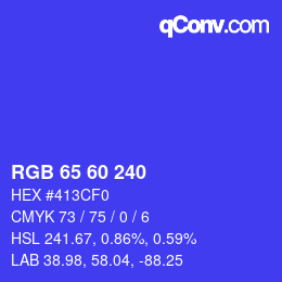 Color code: RGB 65 60 240 | qconv.com