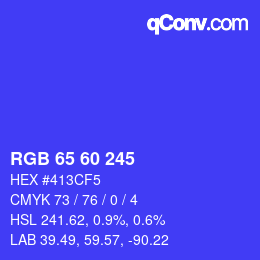 カラーコード: RGB 65 60 245 | qconv.com