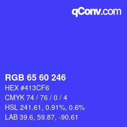 颜色代码: RGB 65 60 246 | qconv.com