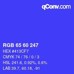 颜色代码: RGB 65 60 247 | qconv.com