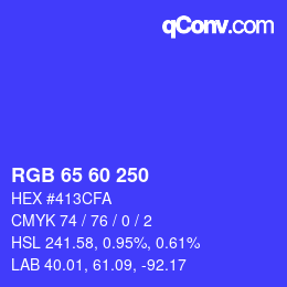 カラーコード: RGB 65 60 250 | qconv.com