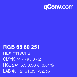 Color code: RGB 65 60 251 | qconv.com