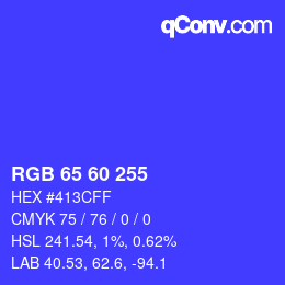 颜色代码: RGB 65 60 255 | qconv.com